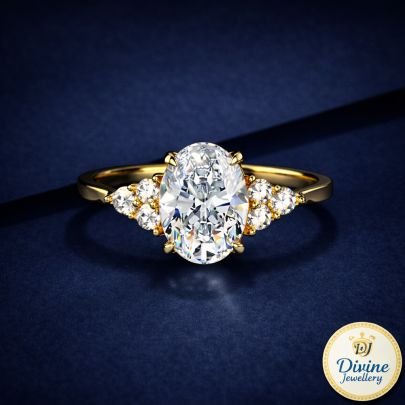 92.5 Sterling Silver Round Brilliant Cut Ring – 14K Gold Plated Pave Engagement Ring