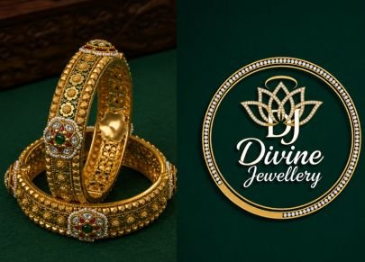 Antique Gold Broad Kada Bangle Pair | Divine Jewellery