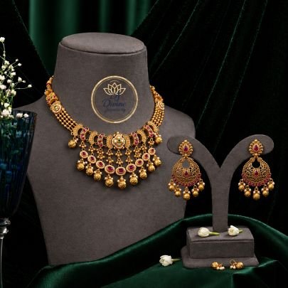Antique Kundan Layered Necklace Set with Pink Stones & Hanging Drops – 92.5 Silver Gold Plated