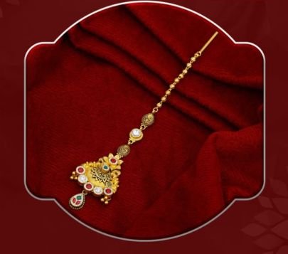 Classic Floral Coin Filigree 92.5 Silver Gold-Plated Maang Tikka with Kundan Stones