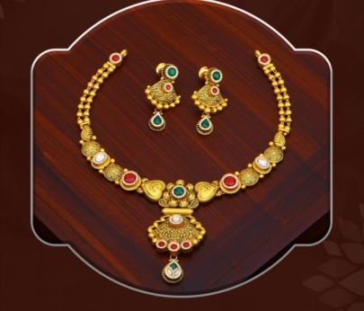 Classic Floral Heart Design 92.5 Silver Gold-Plated Necklace Set with Kundan Stones & Earrings