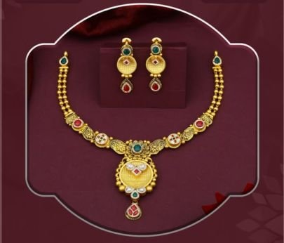 Classic Heart Filigree Temple 92.5 Silver Gold-Plated Necklace Set with Kundan Stones & Earrings