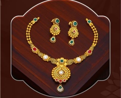 Classic Round Filigree 92.5 Silver Gold-Plated Necklace Set with Kundan Stones & Earrings