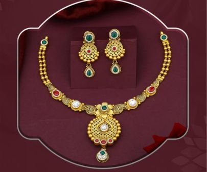 Classic Round Filigree Floral 92.5 Silver Gold-Plated Necklace Set with Kundan Stones & Earrings