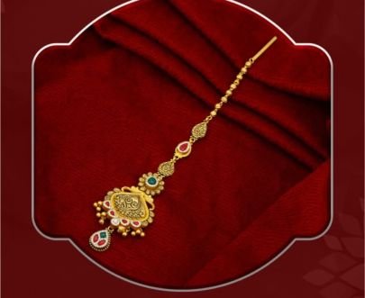 Classic Temple Heart Filigree 92.5 Silver Gold-Plated Maang Tikka with Kundan Stones