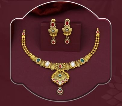 Classic Temple Oval Filigree 92.5 Silver Gold-Plated Necklace Set with Kundan Stones & Earrings