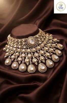 Couture Polki Bridal Choker Necklace in 92.5 Silver Gold Plated – Divine Jewellery