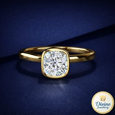 DIVINE 92.5 Sterling Silver Cushion Cut Solitaire Ring