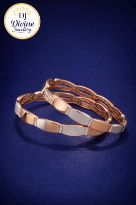 DIVINE Premium Rose Gold & White Gold Diamond Designer Bangles for Women – Elegant Modern Daily Wear & Festive Jewellery Set