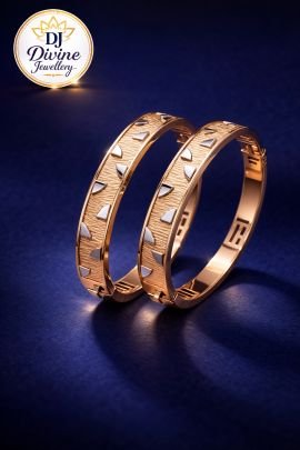DIVINE Textured Gold Finish Designer Bangles for Women with Dual Tone Detailing – Elegant Daily Wear & Festive Jewellery Pair