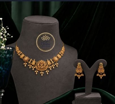 Divine Antique Floral Statement Necklace Set in 92.5 Silver Gold Plated