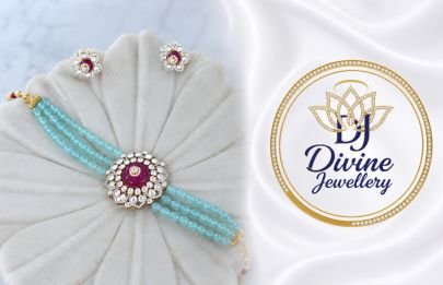 Divine Aqua Blue Beaded 92.5 Silver Gold-Plated Designer Bracelet with Stud Earrings