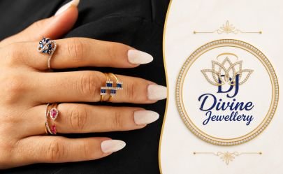 Divine Elegant 92.5 Silver Gold-Plated Adjustable Designer Ring Set with Blue & Ruby Stone Accents