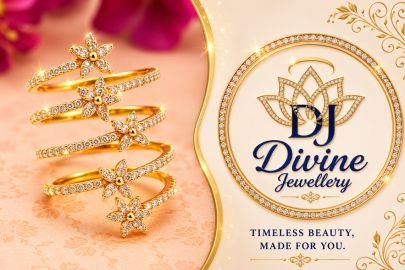 Divine Floral Adjustable Diamond Ring in 92.5 Silver Gold Plated