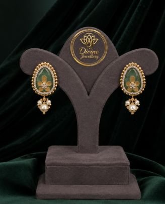 Divine Floral Pearl Drop Stud Earrings | 92.5 Silver Gold Plated Designer Ethnic Earrings