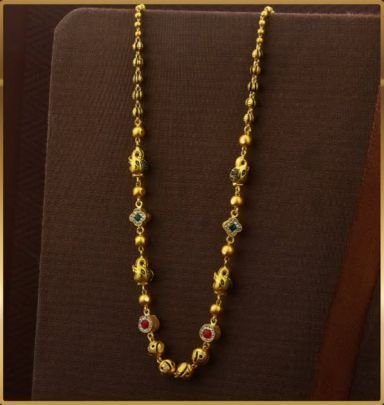 Divine Jewellery 92.5 Silver Gold Plated Lightweight Chain – Traditional Beaded Meenakari Design