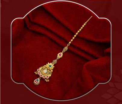 Divine Jewellery 92.5 Silver Gold Plated Maang Tikka – Antique Floral Temple Meenakari Design