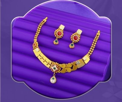Divine Jewellery 92.5 Silver Gold Plated Contemporary Designer Necklace Set with Meenakari Pendant & Stud Earrings