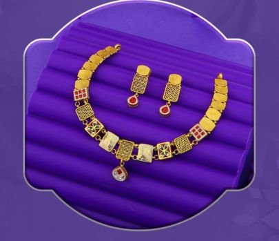 Divine Jewellery 92.5 Silver Gold Plated Traditional Necklace Set with Earrings | Designer Ethnic Bridal Jewellery Set for Women