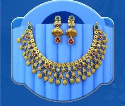Divine Jewellery 92.5 Silver Gold Plated Temple Necklace Set with Floral Link Design, Coin Drops & Jhumka Earrings