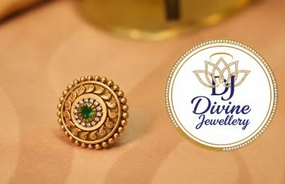 Divine Jewellery 92.5 Silver Gold Plated Antique Green Stone Statement Ring for Women | Traditional Designer Cocktail Ring