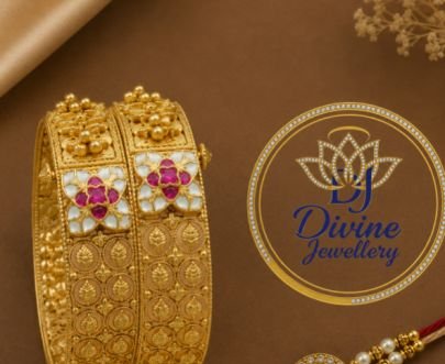 Divine Jewellery Antique Floral Kada Bangle for Women | Gold Plated Silver Base Designer Ethnic Bracelet
