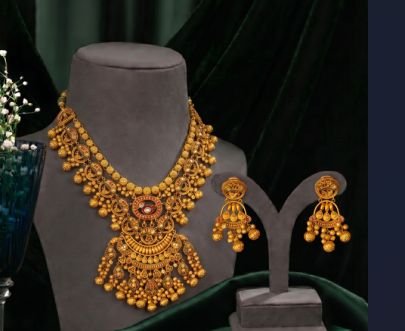 Divine Jewellery Antique Gold Plated Chandbali Pendant Necklace Set for Women | Traditional Ethnic Jewellery Set with Earrings | Divine Jewellery