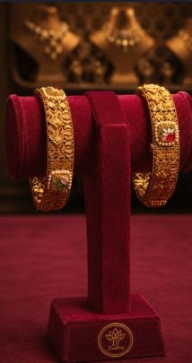 Divine Jewellery Antique Gold Plated Kada Bangles for Women | Traditional Silver Bridal Bangles Set