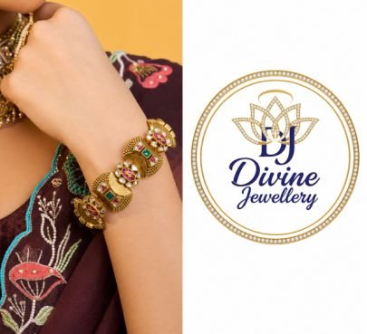 Divine Jewellery Antique Gold-Plated Silver Traditional Bracelet with Kundan & Meenakari Work