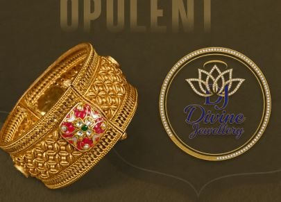 Divine Jewellery Antique Gold-Plated Silver Designer Kada Bracelet with Meenakari Work