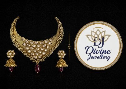 Divine Jewellery Antique Gold-Plated Silver Kundan Statement Necklace Set
