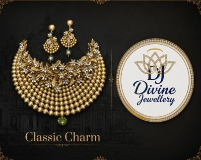 Divine Jewellery Antique Gold-Plated Silver Pearl Floral Bridal Necklace Set