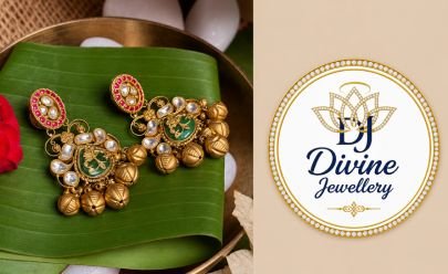 Divine Jewellery Antique Gold-Plated Silver Temple Jhumka Earrings