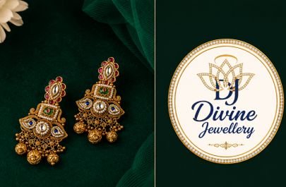 Divine Jewellery Antique Gold-Plated Silver Temple Designer Jhumka Earrings
