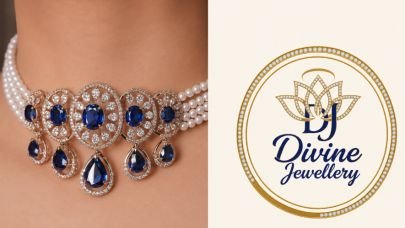 Divine Jewellery Blue Stone Pearl Choker Necklace for Women | CZ Diamond Look Designer Bridal Choker | Party Wear Wedding Fashion Jewellery