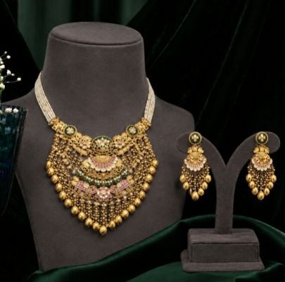 Divine Jewellery Bridal Kundan Necklace Set for Women with Earrings | Gold Plated Multi Layer Pearl Choker Necklace | Traditional Wedding, Festival, P