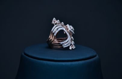 Divine Jewellery Celestial Arc Diamond-Studded Designer Statement Ring