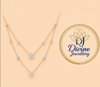 Divine Jewellery Double Layer Solitaire Heart Pendant Necklace for Women | Rose Gold Plated Silver Chain with American Diamonds