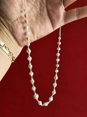 Divine Jewellery Dual Tone Sparkle Bead Rose Gold & Silver Long Chain