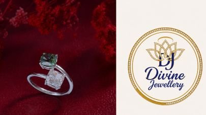 Divine Jewellery Elegant Open Band Ring with Dual Square Cut Crystal Stones, Silver Plated Adjustable Fashion Ring for Women & Girls