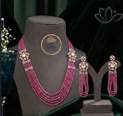 Divine Jewellery Elegant Pink Beaded Multi-Layer Necklace Set for Women | 92.5 Silver Designer Jewellery