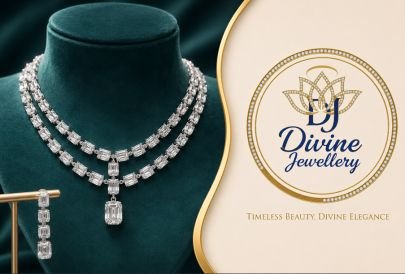 Divine Jewellery Emerald Cut Crystal Necklace Set in 92.5 Sterling Silver with Gold Plating | Premium Bridal & Party Wear Jewellery Set