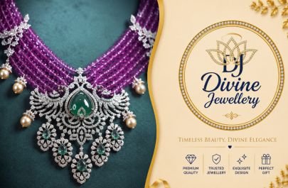 Divine Jewellery Emerald Drop Choker Necklace Set for Women | 92.5 Sterling Silver Rhodium Plated Statement Necklace | Purple Beaded Designer Jeweller