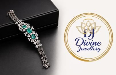 Divine Jewellery Emerald Green Stone Bracelet for Women | Silver Finish Diamond Look Designer Hand Bracelet