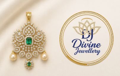 Divine Jewellery Emerald Green Stone CZ Pearl Pendant | 92.5 Silver Gold Plated Designer Bridal Pendant for Women