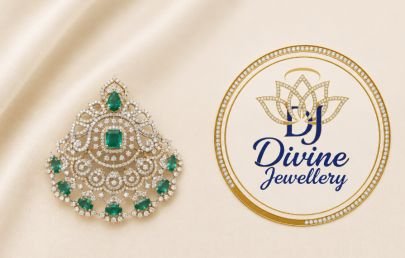 Divine Jewellery Emerald Green Stone CZ Designer Pendant | 92.5 Silver Gold Plated Statement Bridal Pendant for Women