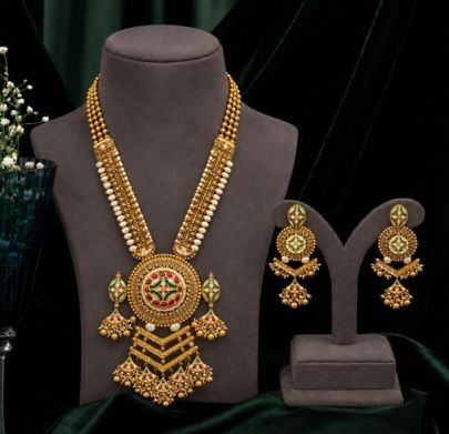 Divine Jewellery Gold Plated 92.5 Silver Traditional Kundan Necklace Set with Matching Earrings