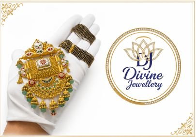 Divine Jewellery Gold Plated 92.5 Silver Traditional Temple Pendant Mangalsutra with Black Beads