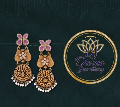Divine Jewellery Gold Plated Pink Stone Traditional Silver Earrings for Women