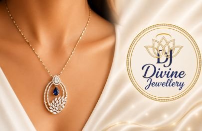 Divine Jewellery Gold-Plated Silver Blue Stone Designer Pendant Necklace